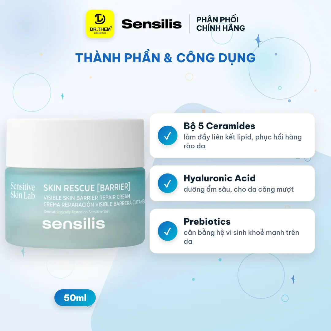 Kem Dưỡng Sensilis Skin Rescue Barrier Hỗ Trợ Phục Hồi Hàng Rào Bảo Vệ Làm Dịu Da Nhạy Cảm 50ml 2