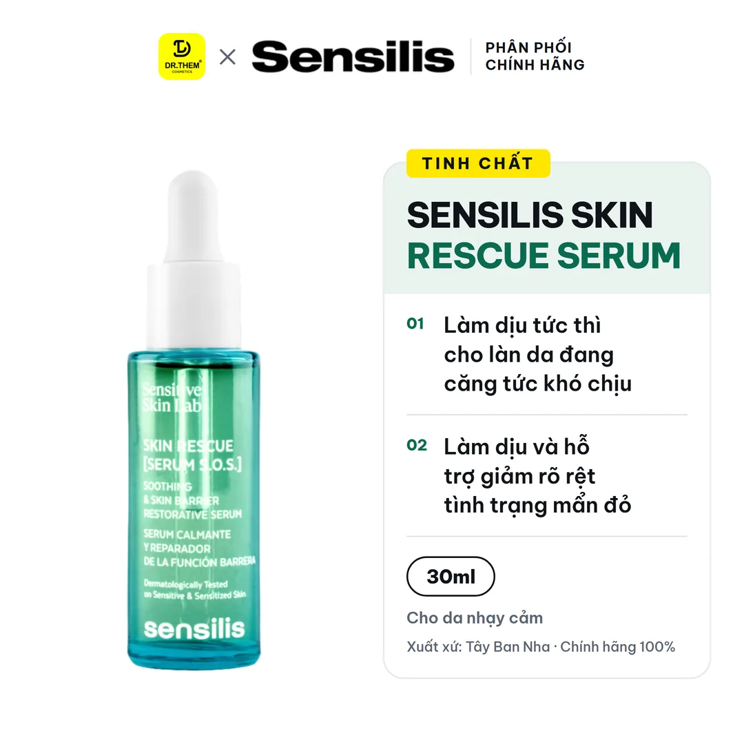 Tinh Chất Sensilis Skin Rescue Serum S.O.S Hỗ Trợ Phục Hồi Làm Dịu Giảm Mẩn Đỏ Cho Da Nhạy Cảm 30ml