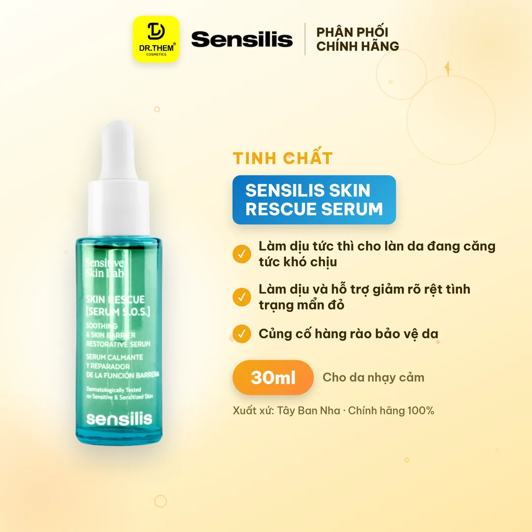Tinh Chất Sensilis Skin Rescue Serum S.O.S Hỗ Trợ Phục Hồi Làm Dịu Giảm Mẩn Đỏ Cho Da Nhạy Cảm 30ml