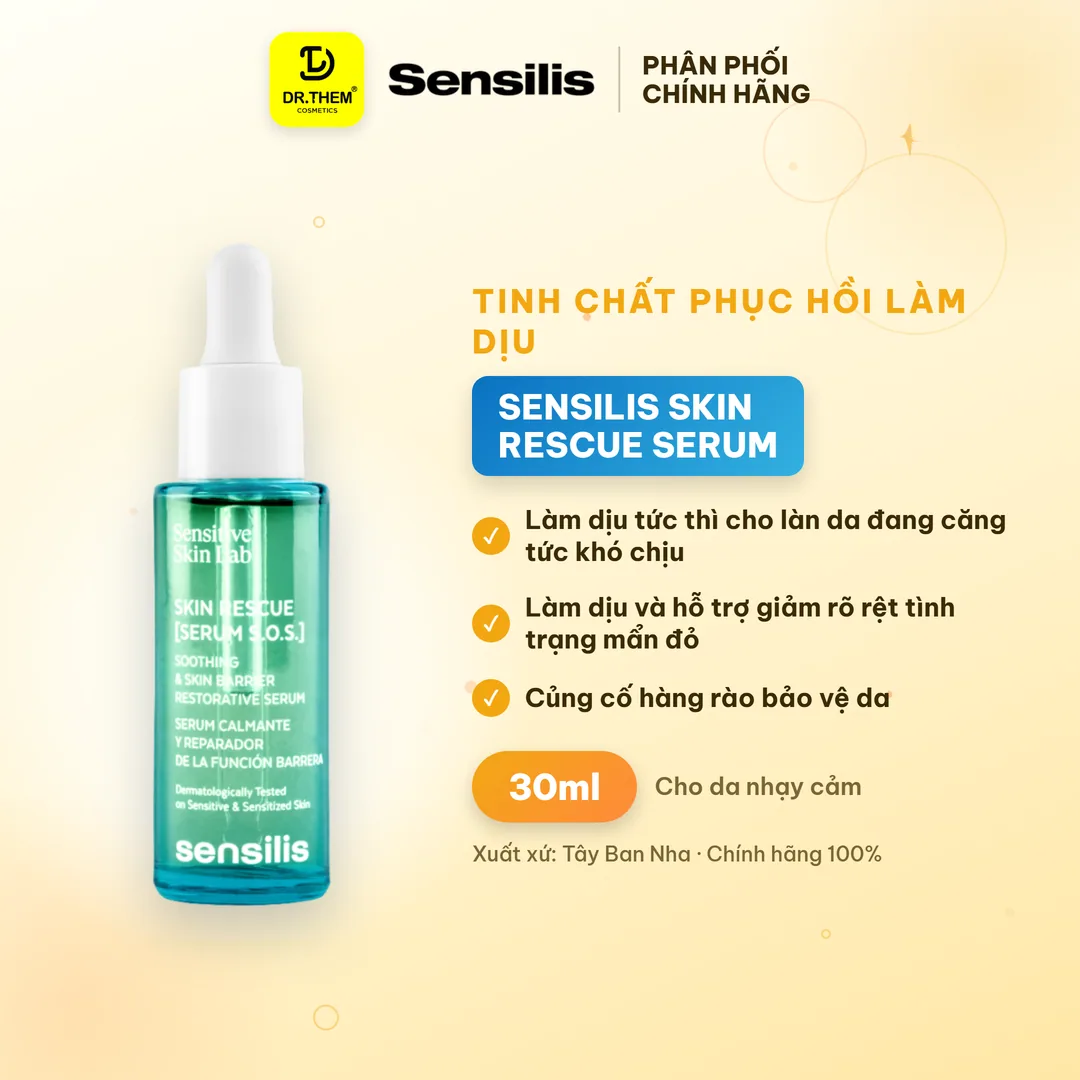 Tinh Chất Sensilis Skin Rescue Serum S.O.S Hỗ Trợ Phục Hồi Làm Dịu Giảm Mẩn Đỏ Cho Da Nhạy Cảm 30ml