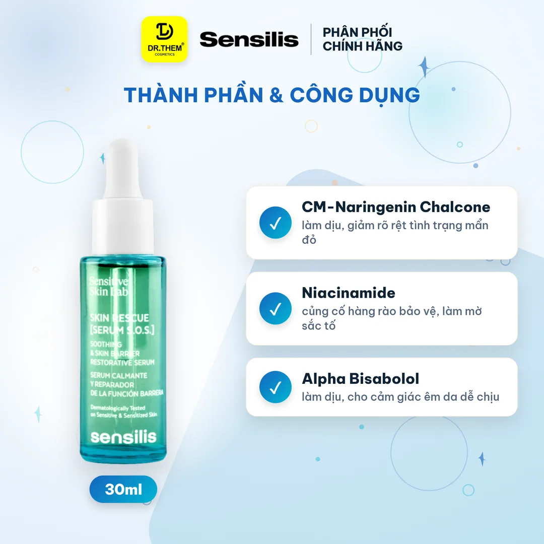 Tinh Chất Sensilis Skin Rescue Serum S.O.S Hỗ Trợ Phục Hồi Làm Dịu Giảm Mẩn Đỏ Cho Da Nhạy Cảm 30ml 2