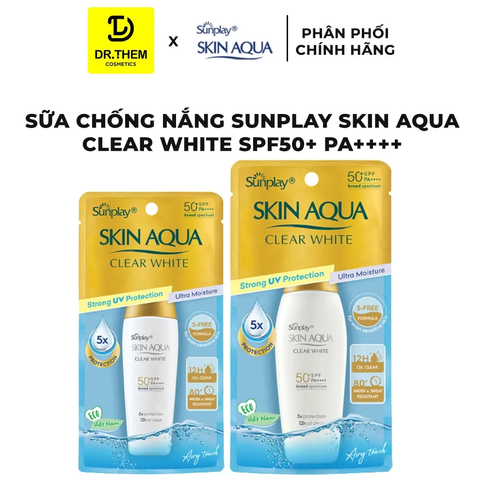 Sữa Chống Nắng Sunplay Skin Aqua Clear White SPF50+ PA++++ Dưỡng Da Sáng Mịn Kiềm Dầu 25g 55g