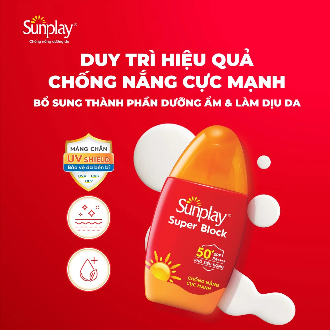 Sữa Chống Nắng Sunplay Super Block SPF50+ PA++++ Bảo Vệ Vượt Trội Kháng Nước Cho Mọi Loại Da 30g 70g 5
