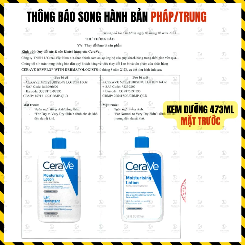 Sữa Dưỡng Ẩm CeraVe Moisturising Lotion Cấp Ẩm Phục Hồi Da Cho Da Thường Đến Da Khô 88ml 236ml 473ml 4