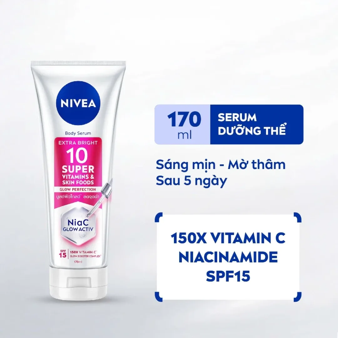 Sữa Dưỡng Thể Nivea Extra Bright Body Serum Dưỡng Sáng Đều Màu Hỗ Trợ Mờ Thâm Nám Cho Da Cơ Thể 170ml/300ml/350ml 8