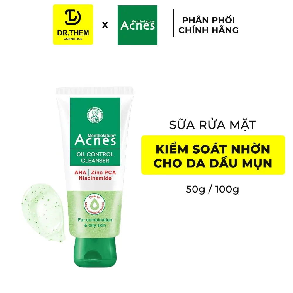 Sữa Rửa Mặt Acnes Oil Control Cleanser Gel Rửa Mặt Kiểm Soát Nhờn Ngăn Ngừa Mụn Cho Da Dầu Hỗn Hợp 50g/100g