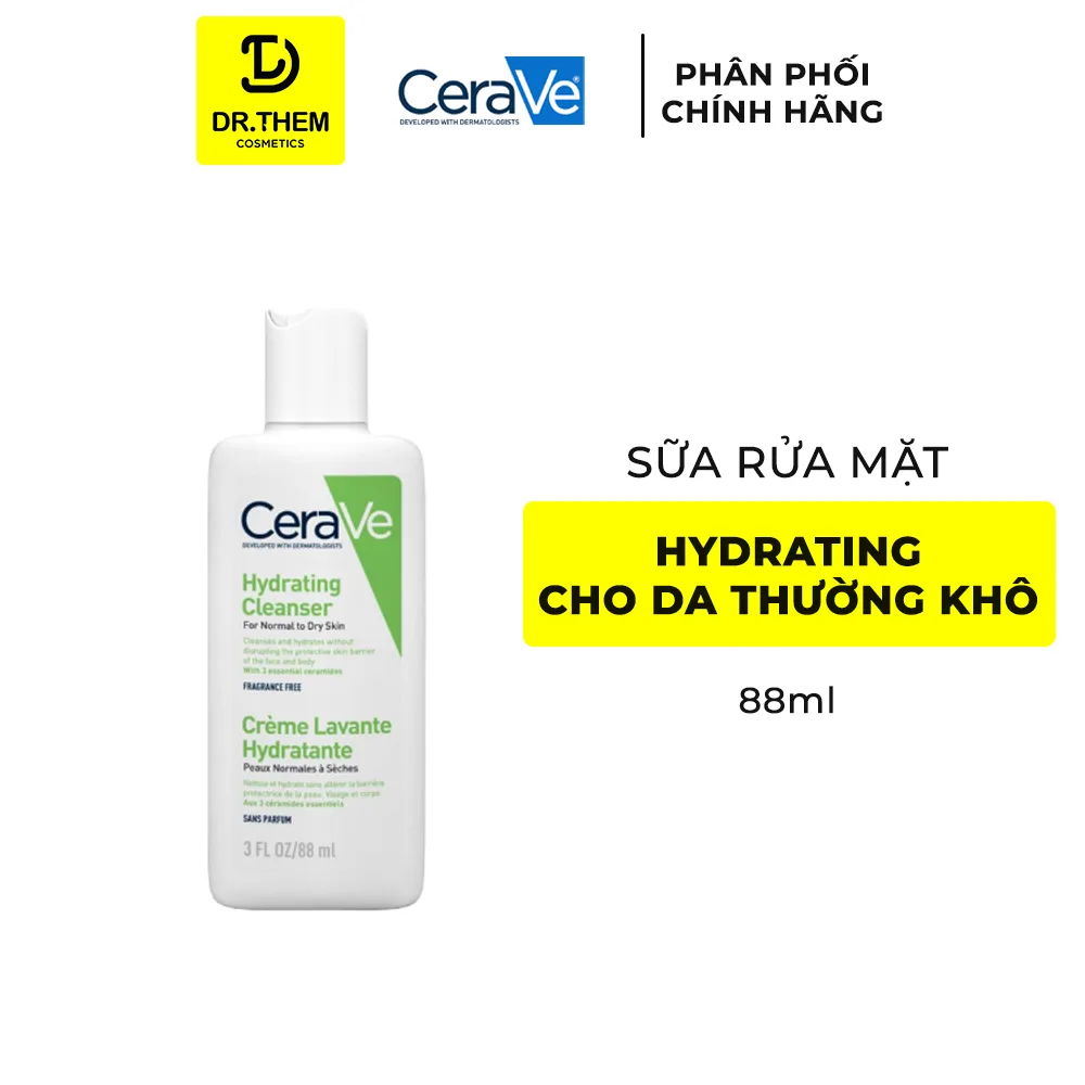 Sữa Rửa Mặt CeraVe Hydrating Cleanser Làm Sạch Dịu Nhẹ Cấp Ẩm Cho Da Thường Đến Da Khô 88ml/236ml/473ml 4