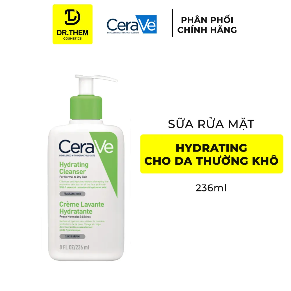 Sữa Rửa Mặt CeraVe Hydrating Cleanser Làm Sạch Dịu Nhẹ Cấp Ẩm Cho Da Thường Đến Da Khô 88ml/236ml/473ml 5