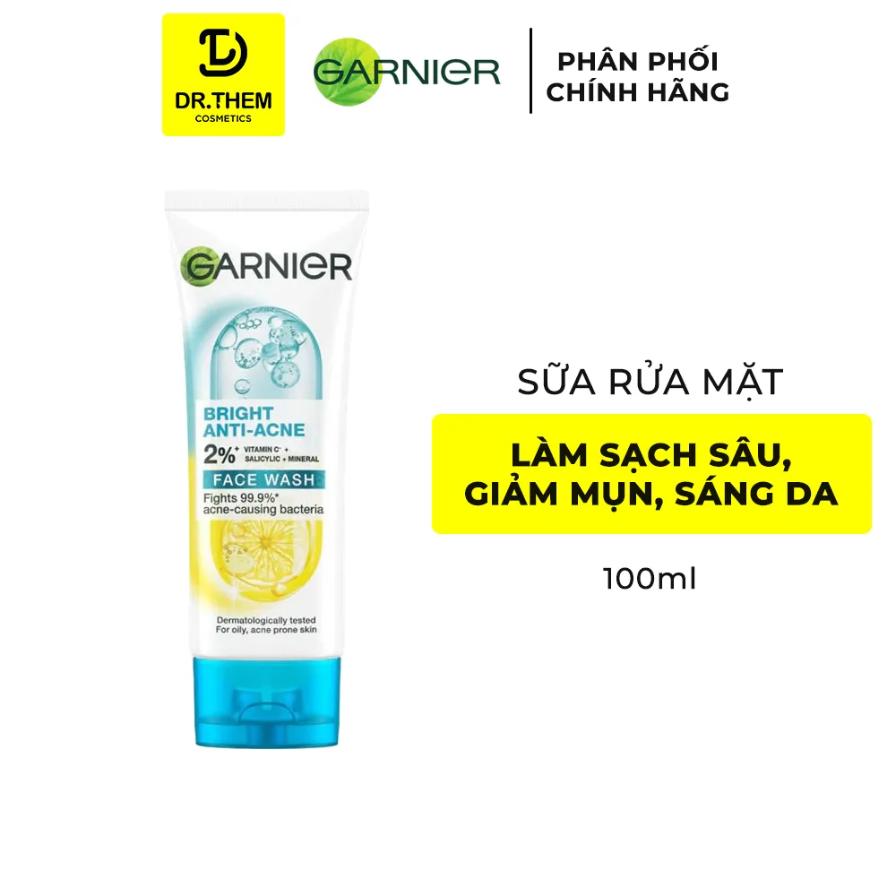 Sữa Rửa Mặt Garnier Bright Complete Anti Acne Cleansing Gel Foam 3 Trong 1 Hỗ Trợ Giảm Mụn Sáng Da 100ml/120ml 9
