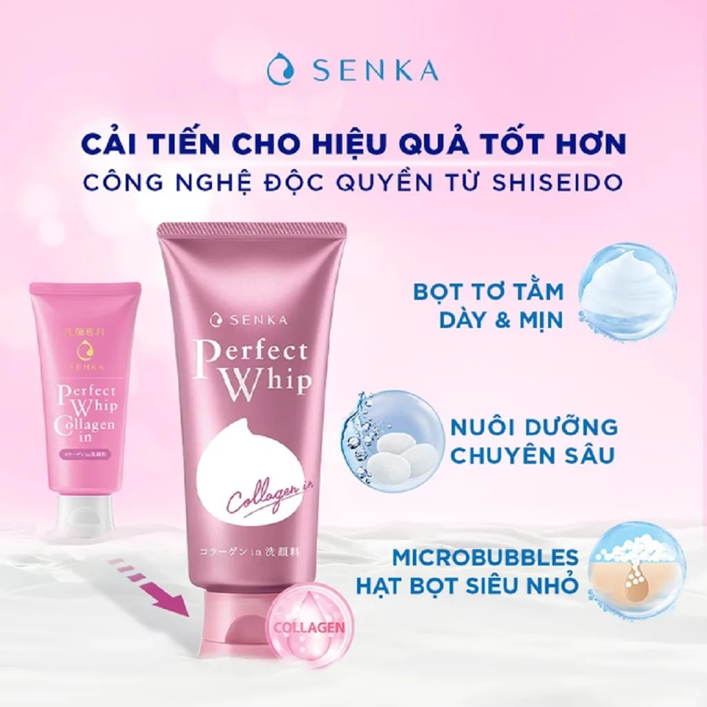 Sữa Rửa Mặt Senka Perfect Whip Facial Foam Wash Tạo Bọt Tơ Tằm Trắng Làm Sạch Sâu Dưỡng Ẩm 100g 120g 6
