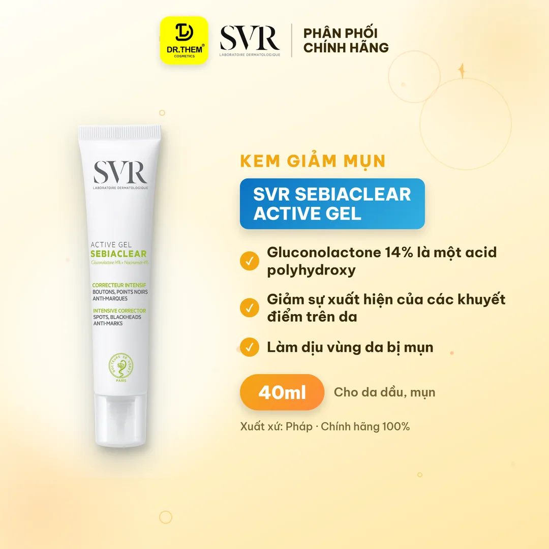 Gel Dưỡng SVR Sebiaclear Active Gel Hỗ Trợ Giảm Mụn Mờ Thâm Kiềm Dầu Cho Da Dầu Mụn Nhạy Cảm 40ml