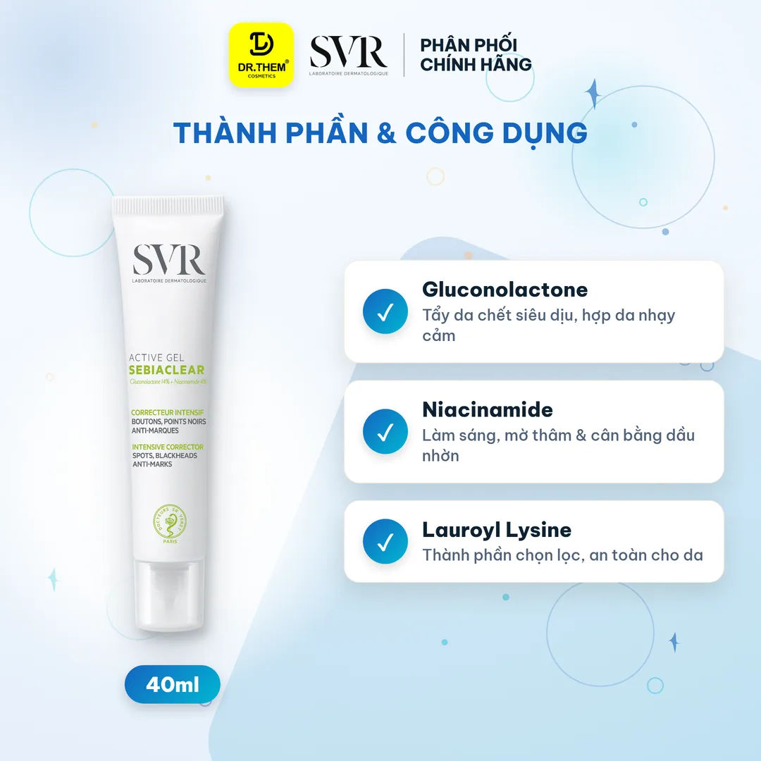 Gel Dưỡng SVR Sebiaclear Active Gel Hỗ Trợ Giảm Mụn Mờ Thâm Kiềm Dầu Cho Da Dầu Mụn Nhạy Cảm 40ml 4