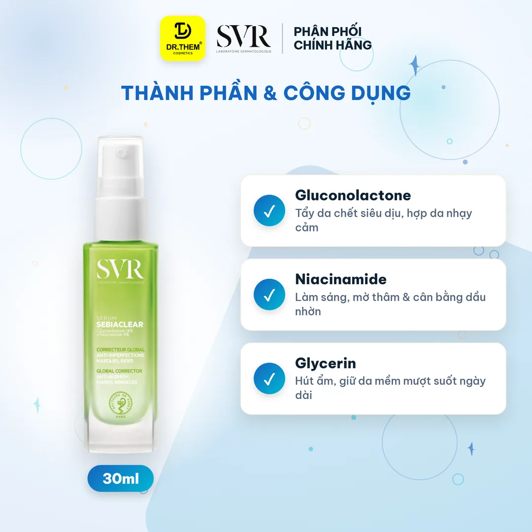 Serum SVR Sebiaclear Serum Hỗ Trợ Giảm Mụn Mờ Thâm Nám Làm Mềm Mịn Da Cho Da Dầu Mụn Nhạy Cảm 30ml 4