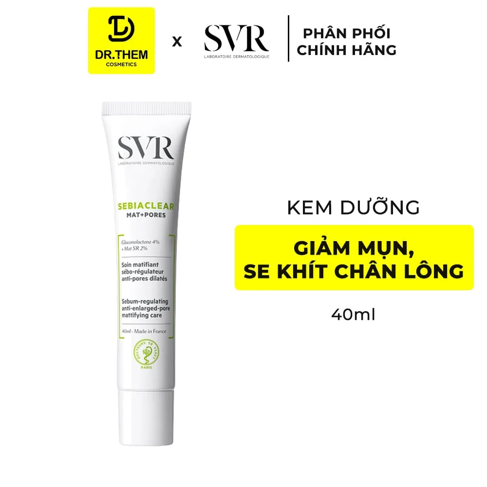Kem Dưỡng SVR Sebiaclear Mat+Pores Kiềm Dầu Hỗ Trợ Se Khít Lỗ Chân Lông Cho Da Dầu Mụn 40ml