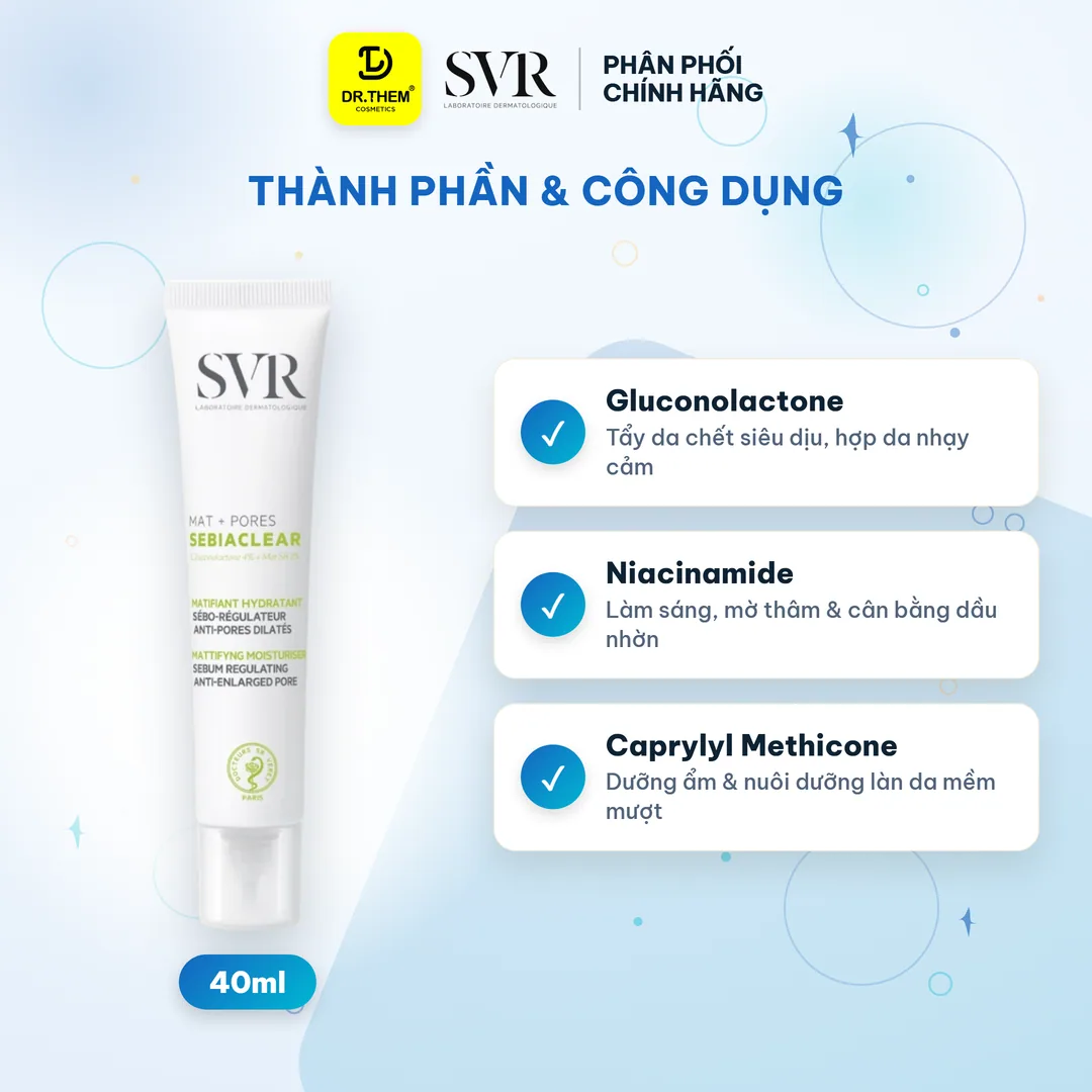 Kem Dưỡng SVR Sebiaclear Mat+Pores Kiềm Dầu Hỗ Trợ Se Khít Lỗ Chân Lông Cho Da Dầu Mụn 40ml 4