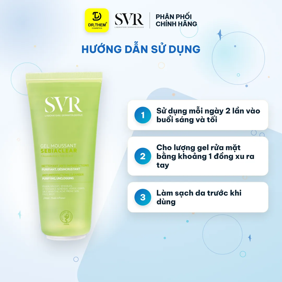 Gel Rửa Mặt SVR Sebiaclear Gel Moussant Không Chứa Xà Phòng Cho Da Dầu 200ml 3