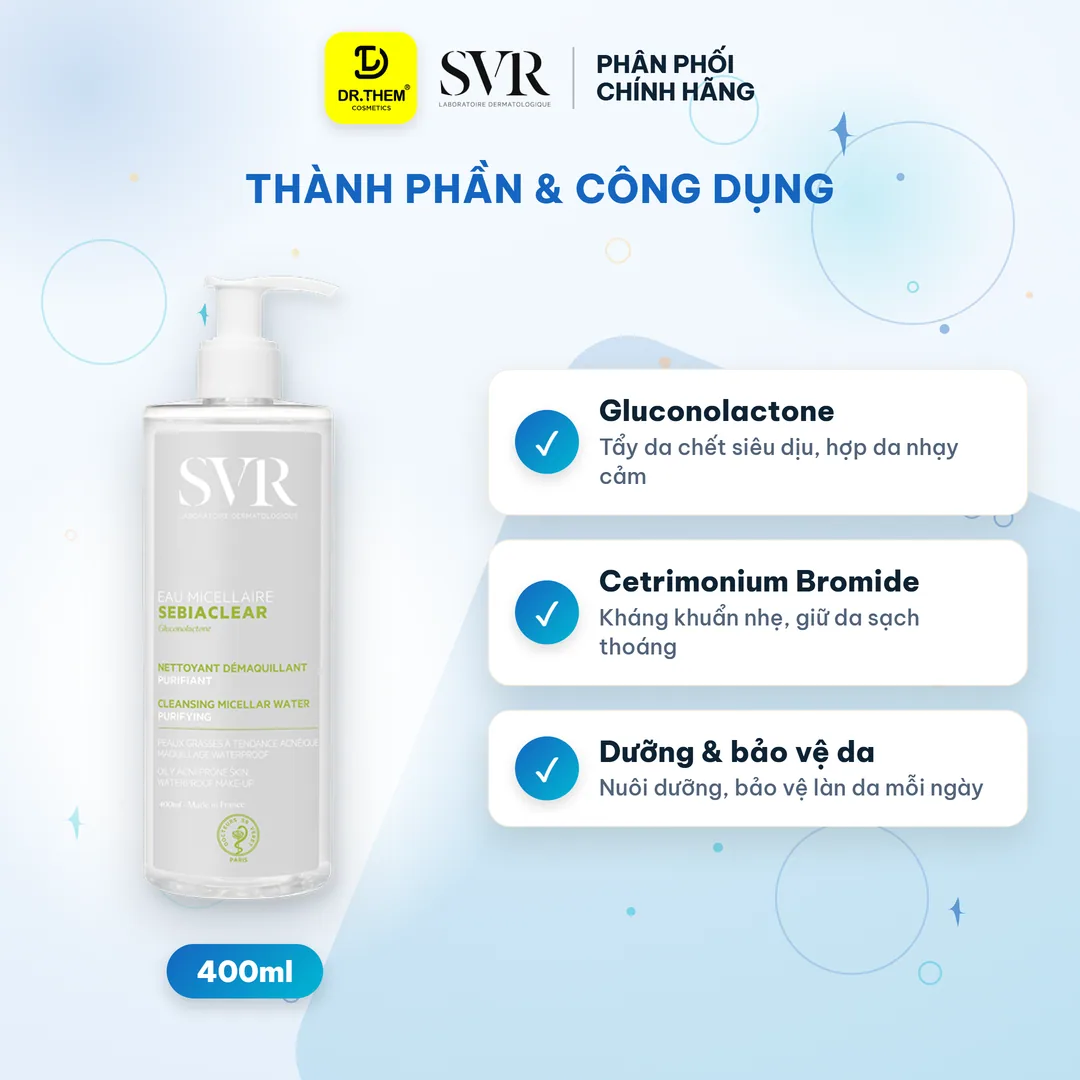 Nước Tẩy Trang SVR Sebiaclear Eau Micellaire Giúp Loại Bỏ Dầu Cho Da 400ml 2