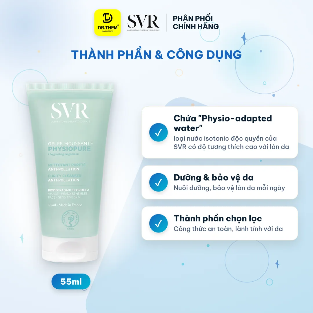 Gel Rửa Mặt SVR Physiopure Gelée Moussante Làm Sạch Dịu Nhẹ Cấp Ẩm Cho Da Nhạy Cảm Dễ Kích Ứng 55ml 3