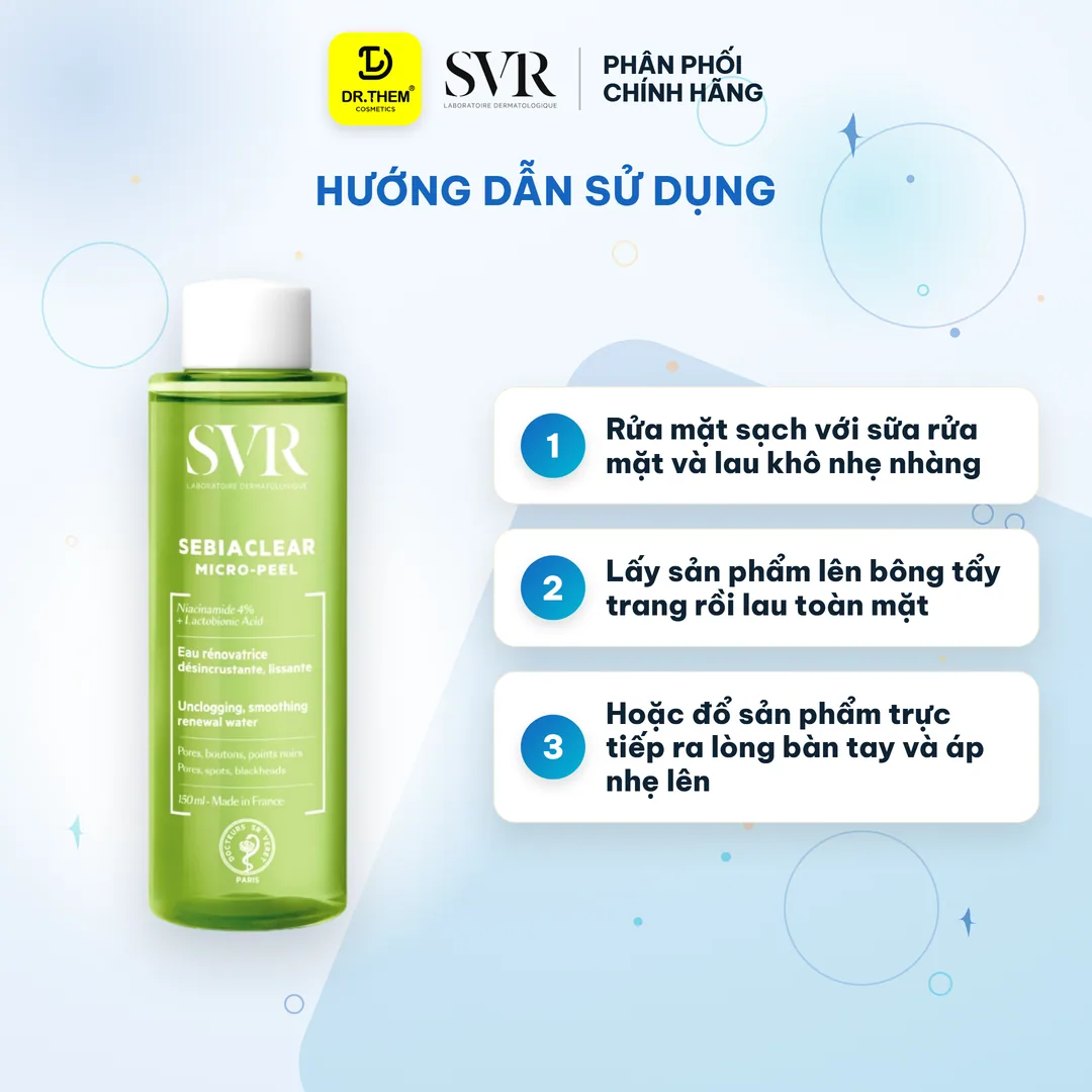 Toner SVR Sebiaclear Micro Peel Tẩy Da Chết Dịu Nhẹ Hỗ Trợ Giảm Mụn Kiềm Dầu Cho Da Dầu Mụn 150ml 5
