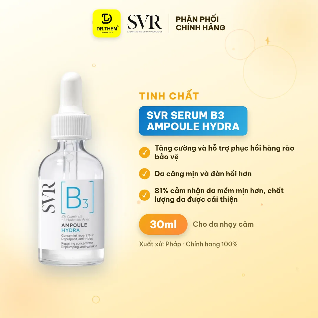 Tinh Chất SVR [B3] Ampoule Hydra Cấp Ẩm Phục Hồi Ngăn Ngừa Nếp Nhăn Cho Da Nhạy Cảm Thiếu Nước 30ml