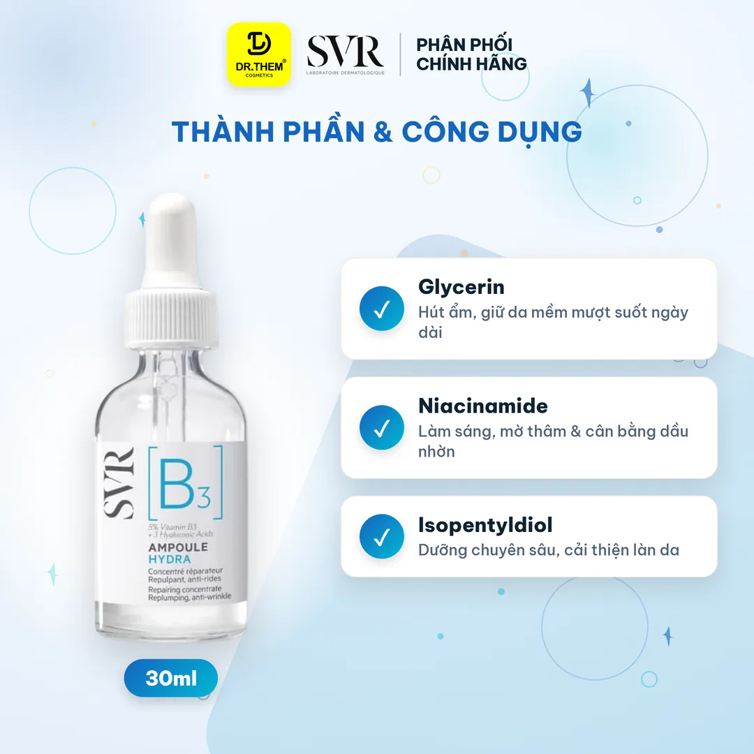 Tinh Chất SVR [B3] Ampoule Hydra Cấp Ẩm Phục Hồi Ngăn Ngừa Nếp Nhăn Cho Da Nhạy Cảm Thiếu Nước 30ml 7