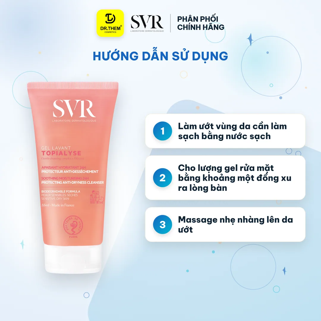 Gel Rửa Mặt SVR Topialyse Gel Lavant Không Xà Phòng Làm Sạch Dịu Nhẹ Cho Da Khô Nhạy Cảm 55ml 3