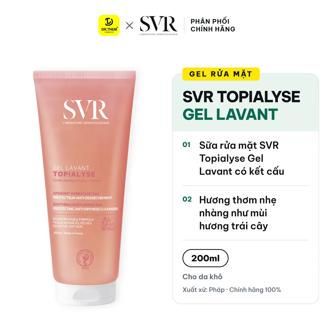 Gel Rửa Mặt SVR Topialyse Gel Lavant Không Xà Phòng Cho Da Khô, Nhạy Cảm 200ml
