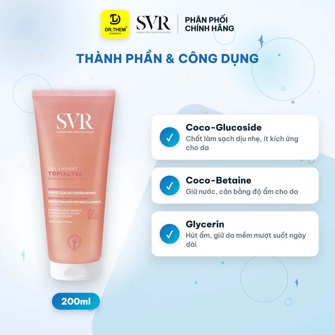 Gel Rửa Mặt SVR Topialyse Gel Lavant Không Xà Phòng Cho Da Khô, Nhạy Cảm 200ml 2