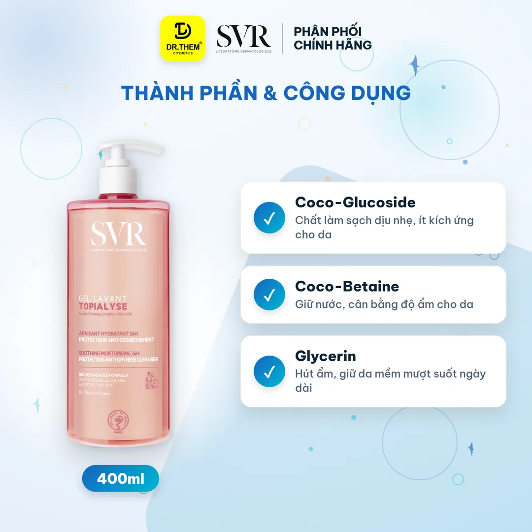 Gel Rửa Mặt SVR Topialyse Gel Lavant Không Xà Phòng Cho Da Khô, Nhạy Cảm 400ml 2