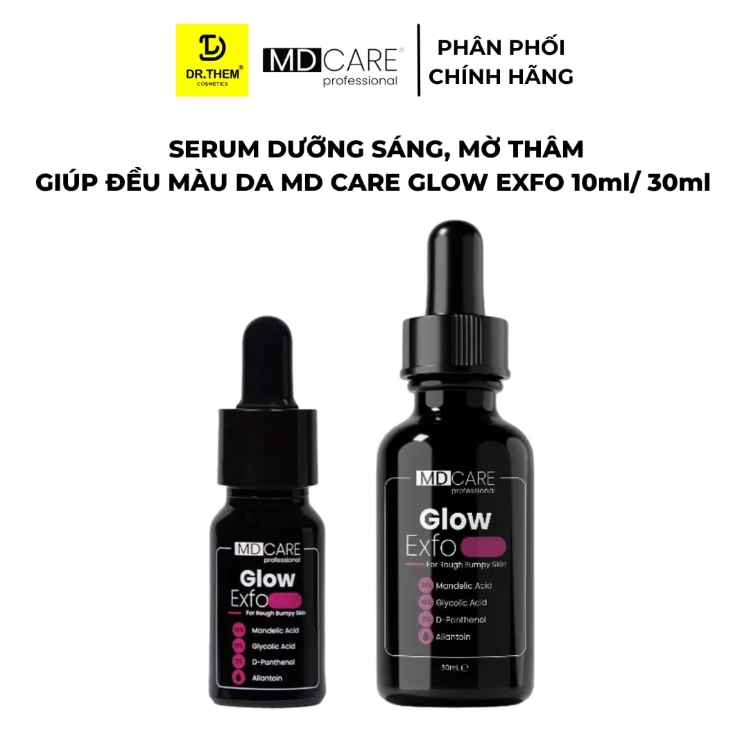 Tinh Chất Tẩy Tế Bào Chết MD CARE Glow Exfo Hỗ Trợ Làm Sáng Mờ Thâm Đều Màu Da Cho Da Xỉn Màu 10ml/30ml