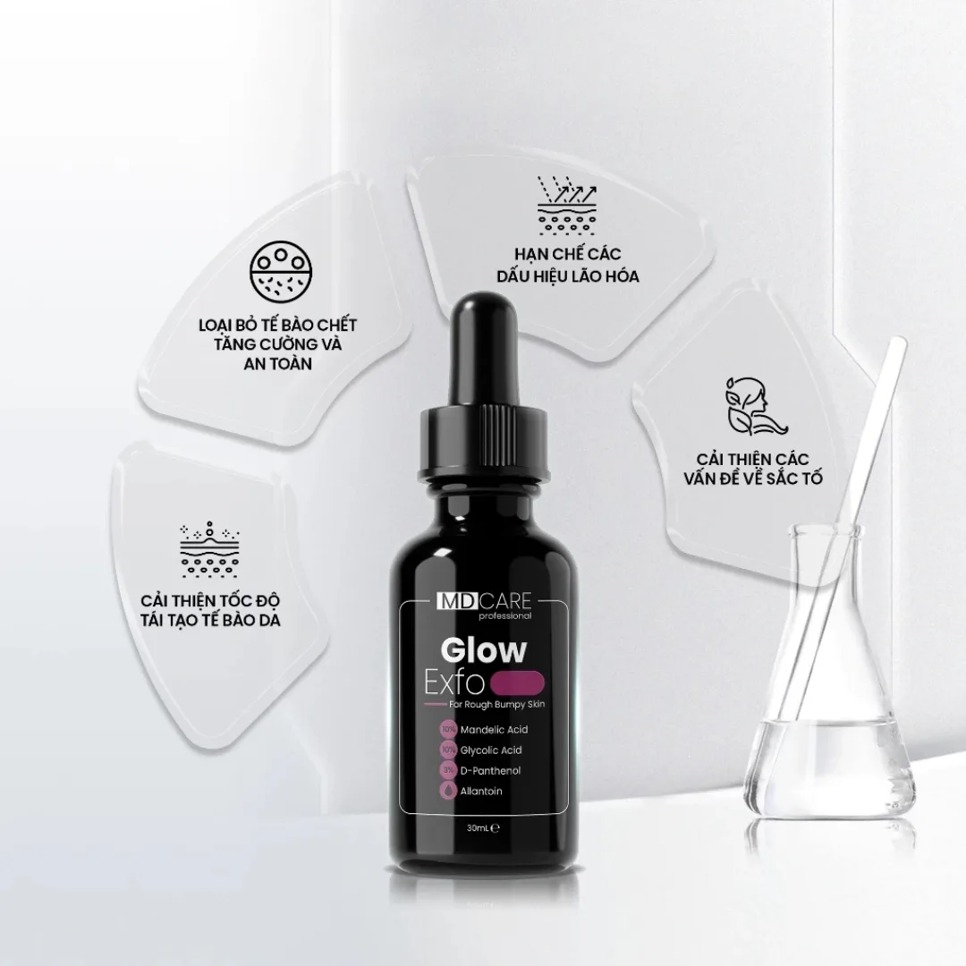 Tinh Chất Tẩy Tế Bào Chết MD CARE Glow Exfo Hỗ Trợ Làm Sáng Mờ Thâm Đều Màu Da Cho Da Xỉn Màu 10ml/30ml 2