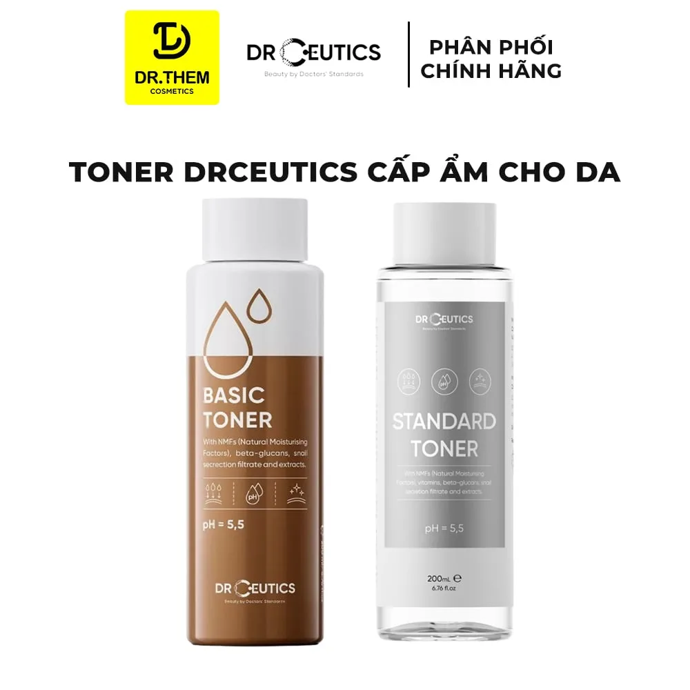 Toner DrCeutics Basic Toner Và Standard Toner Cấp Ẩm Làm Dịu Cân Bằng Da Cho Da Dầu Da Thường 200ml