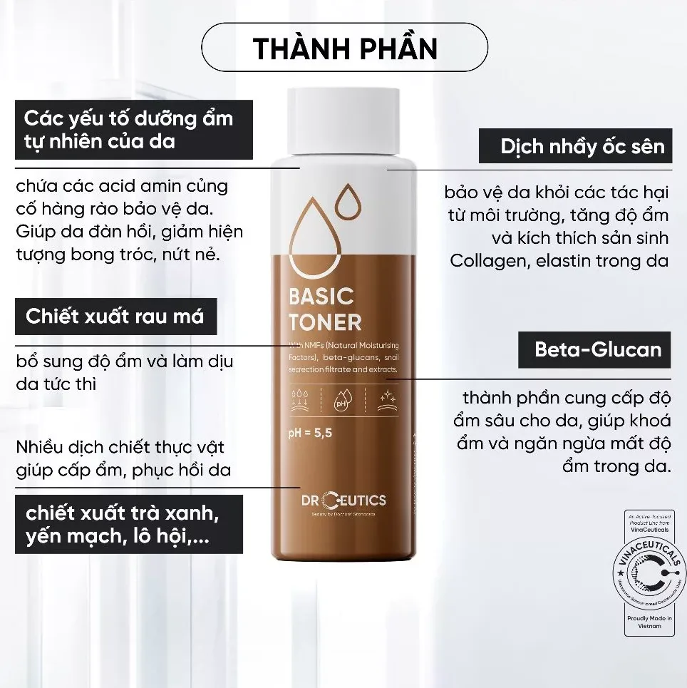 Toner DrCeutics Basic Toner Và Standard Toner Cấp Ẩm Làm Dịu Cân Bằng Da Cho Da Dầu Da Thường 200ml 11