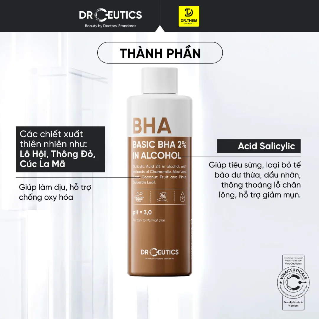 Toner DrCeutics BHA 2% Basic Và BHA Therapy Làm Sạch Sâu Cân Bằng Da Cho Da Dầu Mụn 100ml 200ml 2