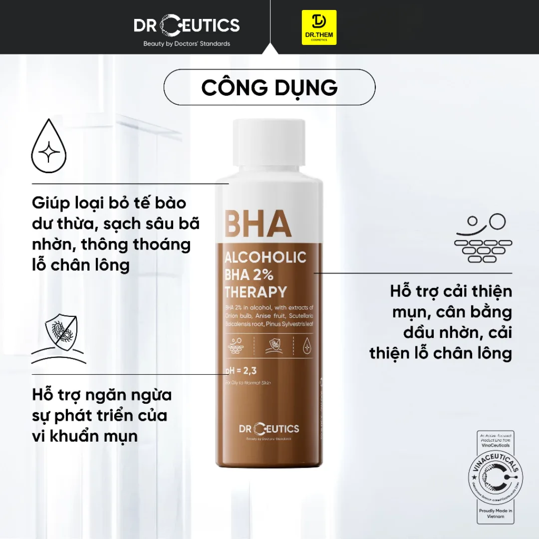 Toner DrCeutics BHA 2% Basic Và BHA Therapy Làm Sạch Sâu Cân Bằng Da Cho Da Dầu Mụn 100ml 200ml 5