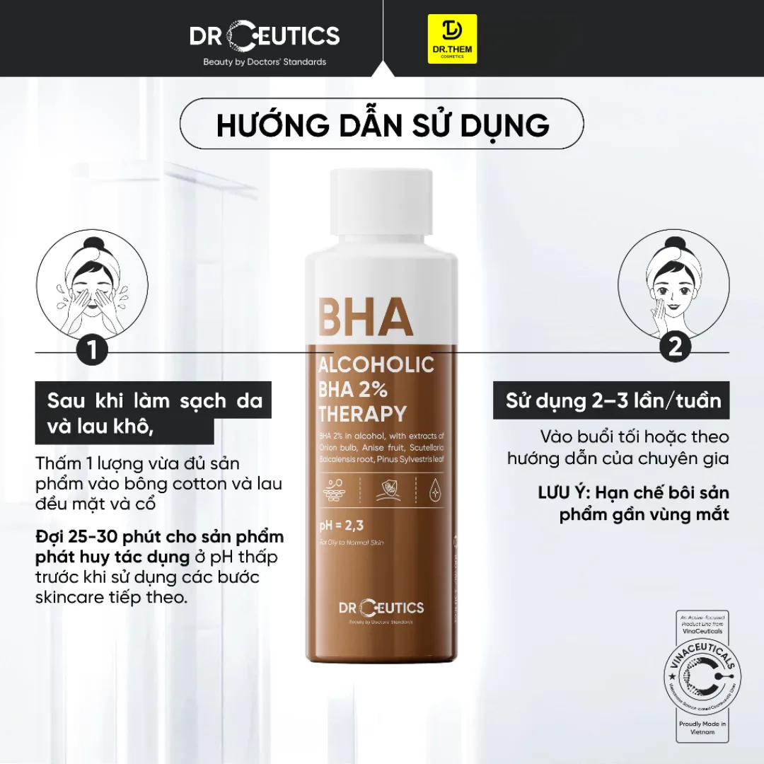 Toner DrCeutics BHA 2% Basic Và BHA Therapy Làm Sạch Sâu Cân Bằng Da Cho Da Dầu Mụn 100ml 200ml 7