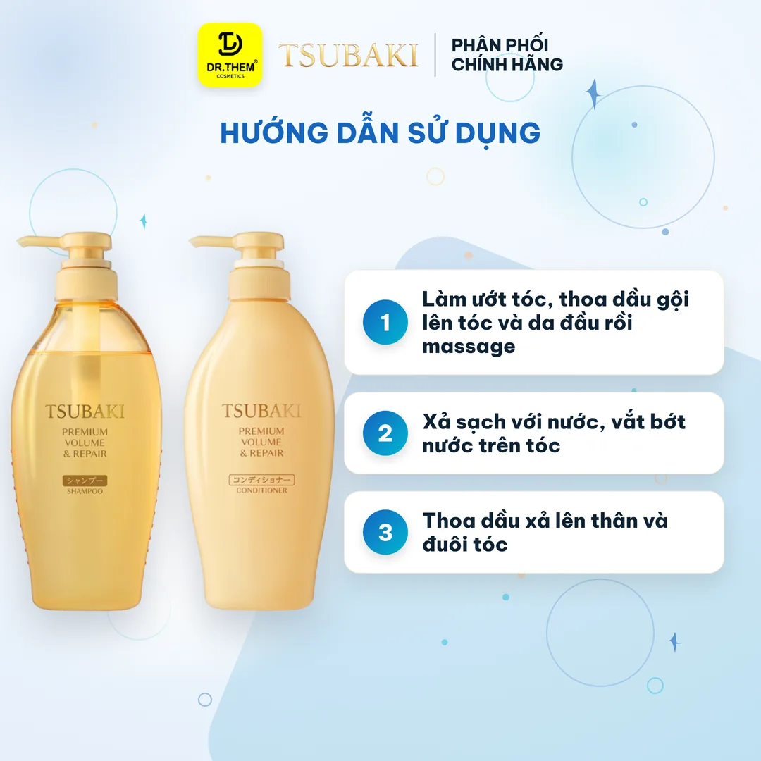 Bộ Đôi Gội Xả Tsubaki Premium Volume & Repair Phục Hồi Bồng Bềnh 490ml x 2 3