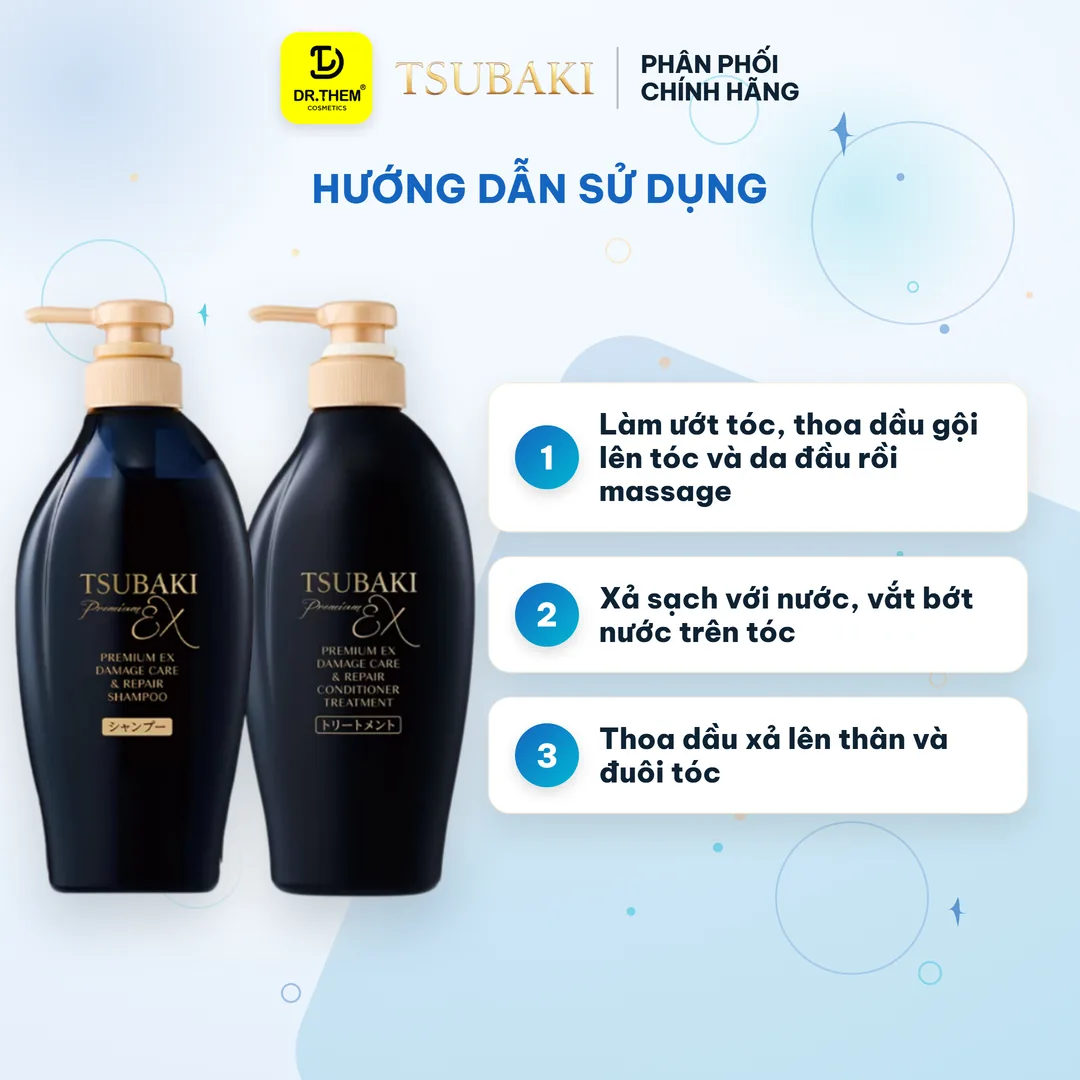 Bộ Đôi Gội Xả Tsubaki Premium EX Damage Care & Repair Phục Hồi Chuyên Sâu 490ml x 2 3