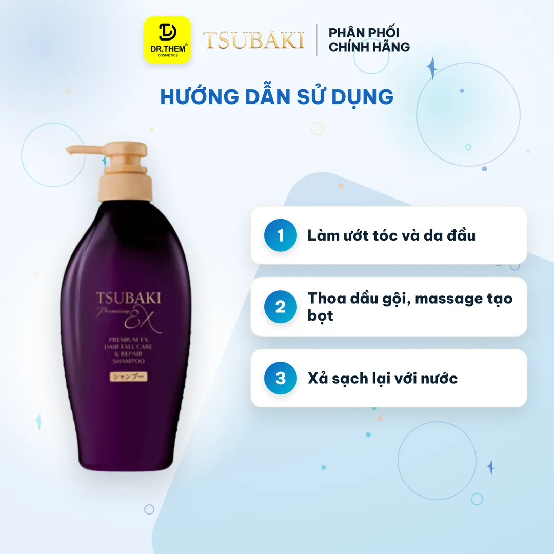 Dầu Gội Tsubaki Premium EX Hair Fall Care & Repair Shampoo Phục Hồi Và Ngăn Gãy Rụng Cho Tóc Hư Tổn 450ml (Gội tím) 3