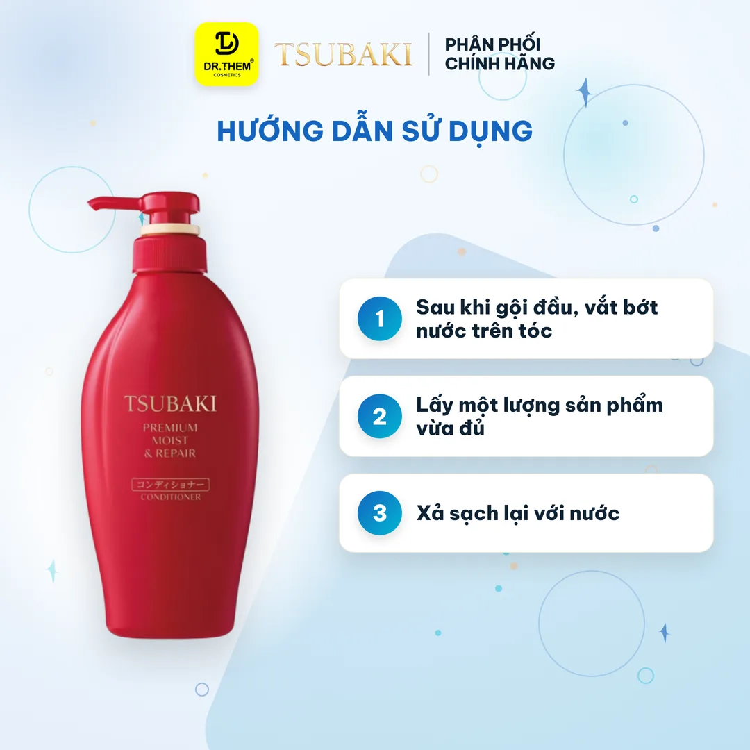 Dầu Xả Tsubaki Premium Moist & Repair Conditioner Phục Hồi Và Bóng Mượt Cho Tóc Hư Tổn Khô Xơ 450ml (Xả Đỏ) 3