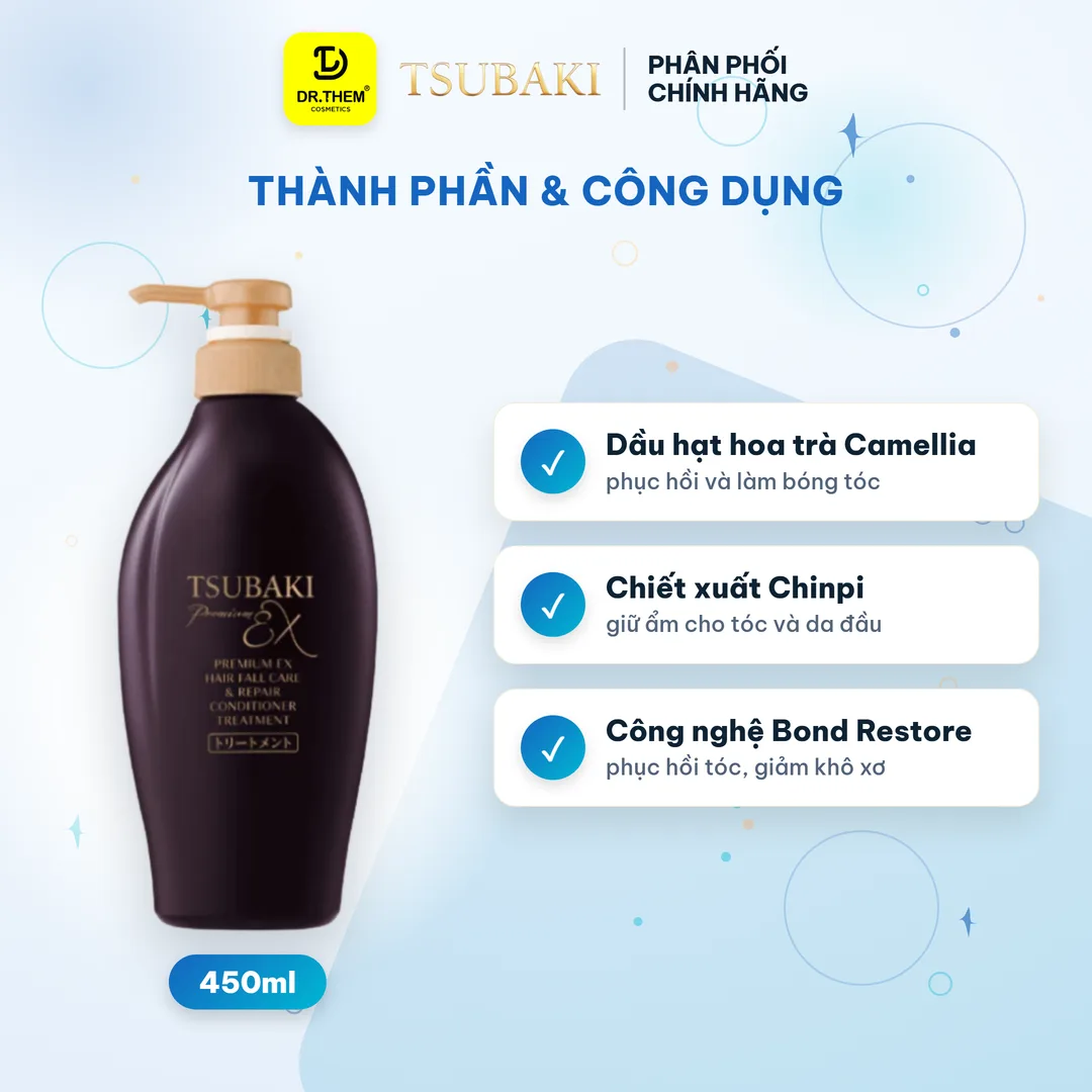 Dầu Xả Tsubaki Premium EX Hair Fall Care & Repair Conditioner Phục Hồi Và Ngăn Gãy Rụng Cho Tóc Hư Tổn 450ml (Xả Tím) 2