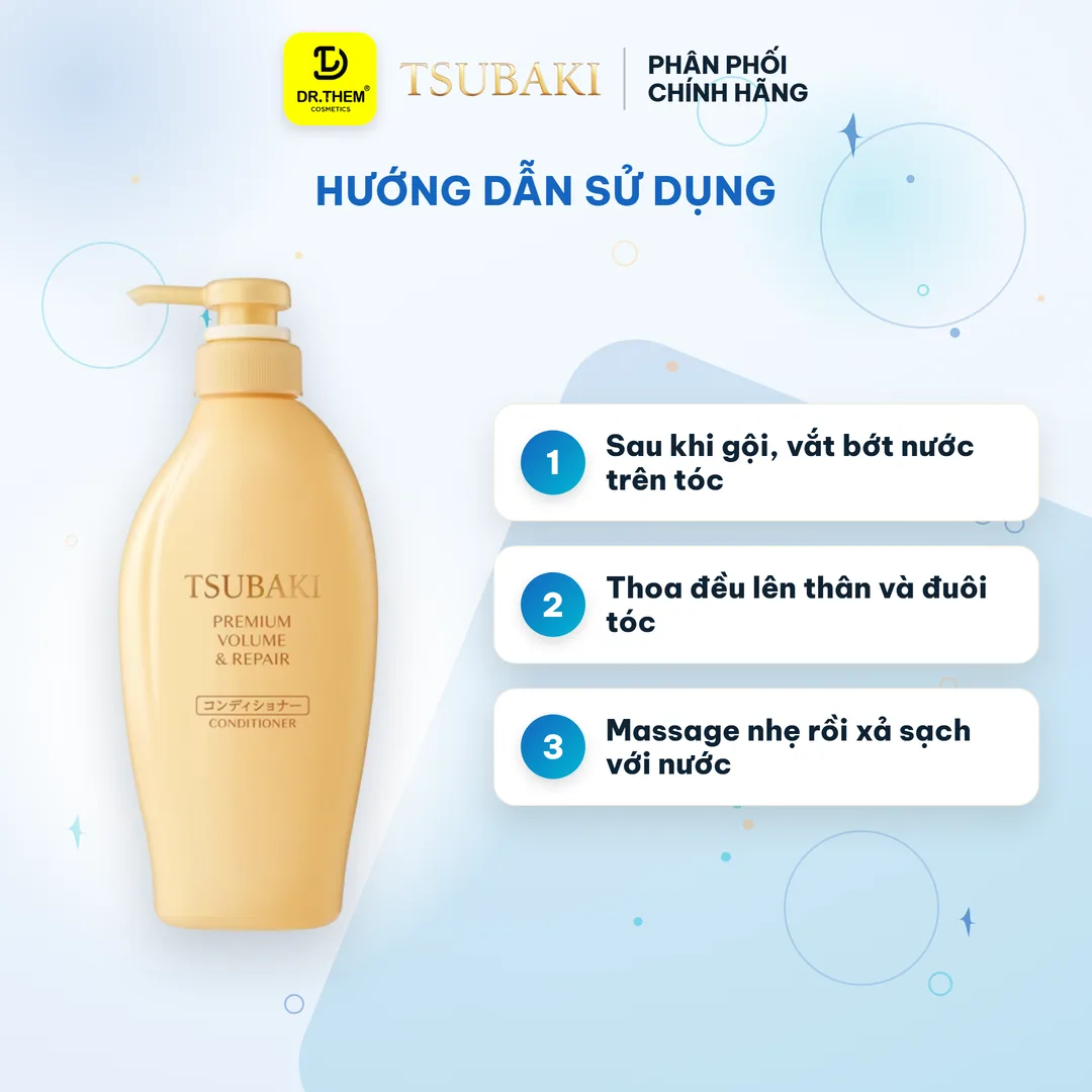 Dầu Xả Tsubaki Premium Volume & Repair Conditioner Phục Hồi Và Bồng Bềnh Cho Tóc Hư Tổn 450ml (Xả Vàng) 3