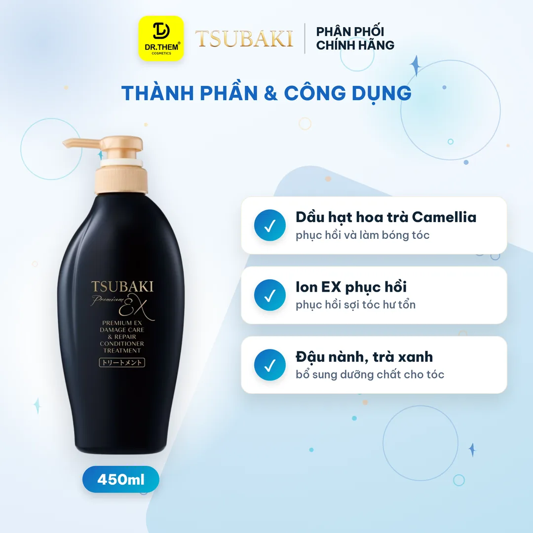 Dầu Xả Tsubaki Premium EX Damage Care & Repair Conditioner Phục Hồi Chuyên Sâu Cho Tóc Uốn Duỗi Nhuộm 450ml (Xả đen) 2