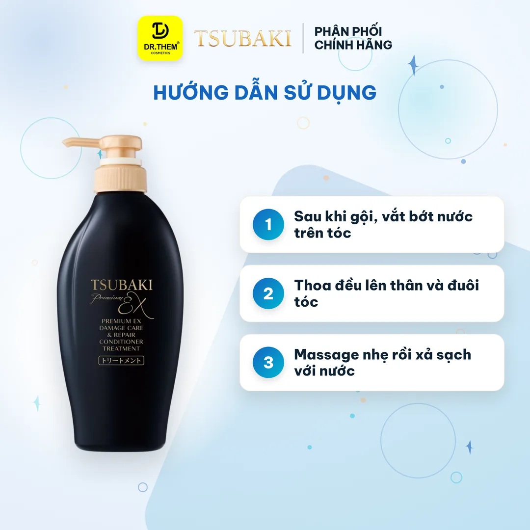 Dầu Xả Tsubaki Premium EX Damage Care & Repair Conditioner Phục Hồi Chuyên Sâu Cho Tóc Uốn Duỗi Nhuộm 450ml (Xả đen) 3