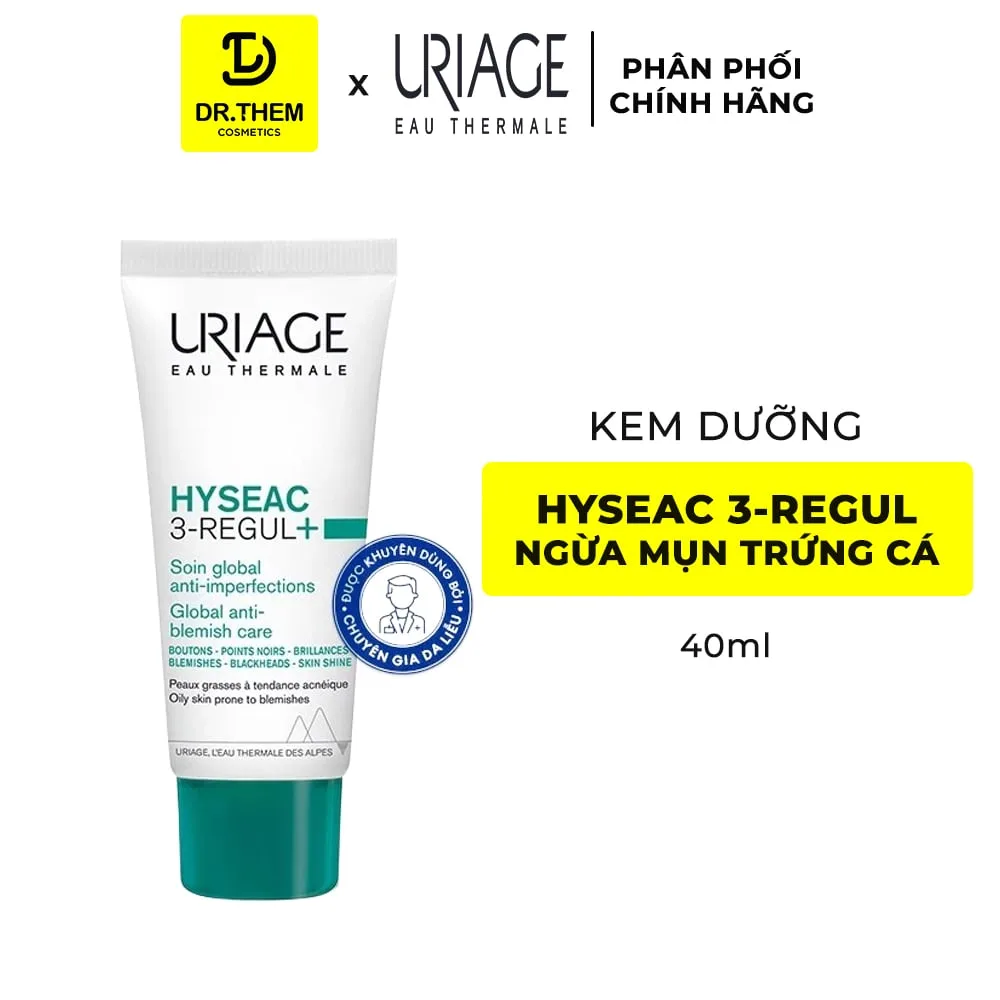 Kem Dưỡng Uriage Hyséac 3-Regul Hỗ Trợ Giảm Mụn Kiềm Dầu Ngăn Ngừa Mụn Trứng Cá Cho Da Dầu 40ml