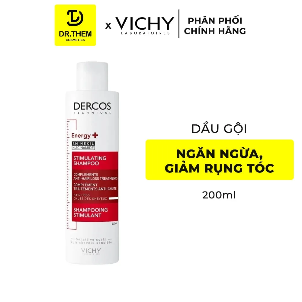 Dầu Gội Vichy Dercos Energy+ Aminexil Stimulating Shampoo Hỗ Trợ Giảm Gãy Rụng Tóc 200ml