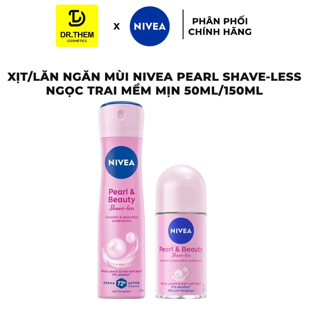 Xịt Lăn Khử Mùi Nivea Pearl And Beauty Shave Less Ngọc Trai Mềm Mịn Hỗ Trợ Làm Mờ Thâm Sần 50ml/150ml