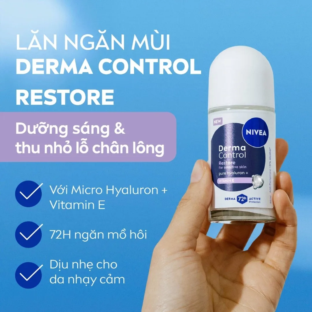 Xịt Lăn Ngăn Mùi Nivea Derma Control Restore Hỗ Trợ Phục Hồi Hàng Rào Da Thu Nhỏ Lỗ Chân Lông 50ml/150ml 4