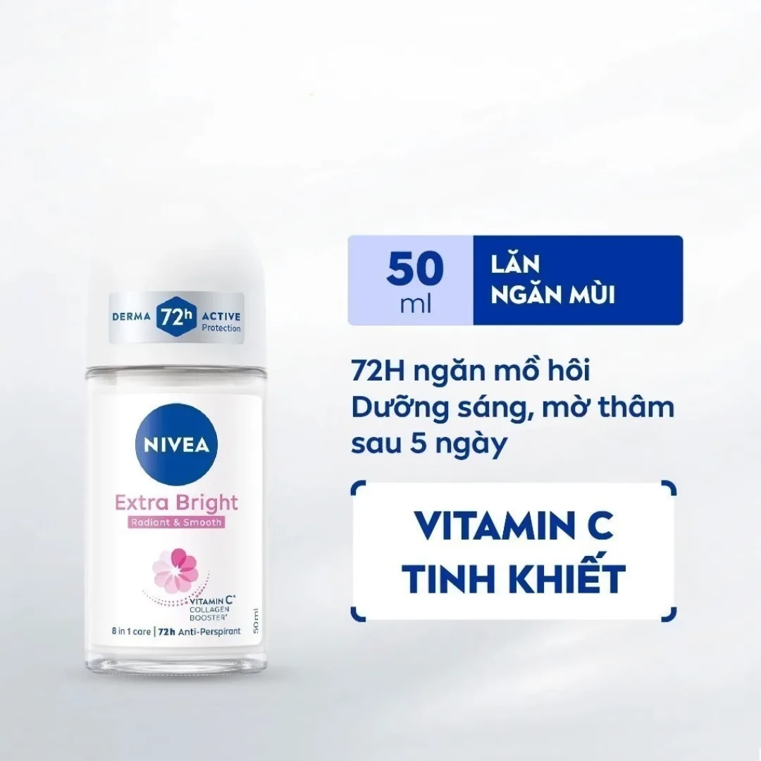 Xịt Lăn Ngăn Mùi Nivea Extra Bright Vitamin C Dưỡng Sáng Mịn Hỗ Trợ Giảm Thâm Sạm Ngăn Mùi 72 Giờ 50ml/150ml 3
