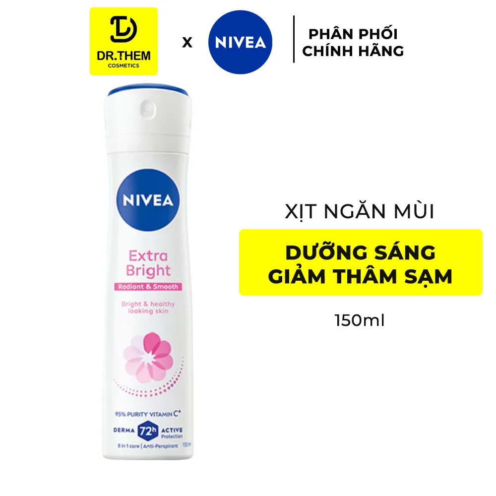 Xịt Lăn Ngăn Mùi Nivea Extra Bright Vitamin C Dưỡng Sáng Mịn Hỗ Trợ Giảm Thâm Sạm Ngăn Mùi 72 Giờ 50ml/150ml 7